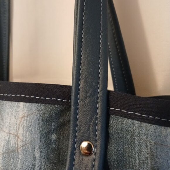 New Abstract Tote Shopper shoulder Bag Blue Crackle Stars Double handle Carryall - Picture 10 of 11